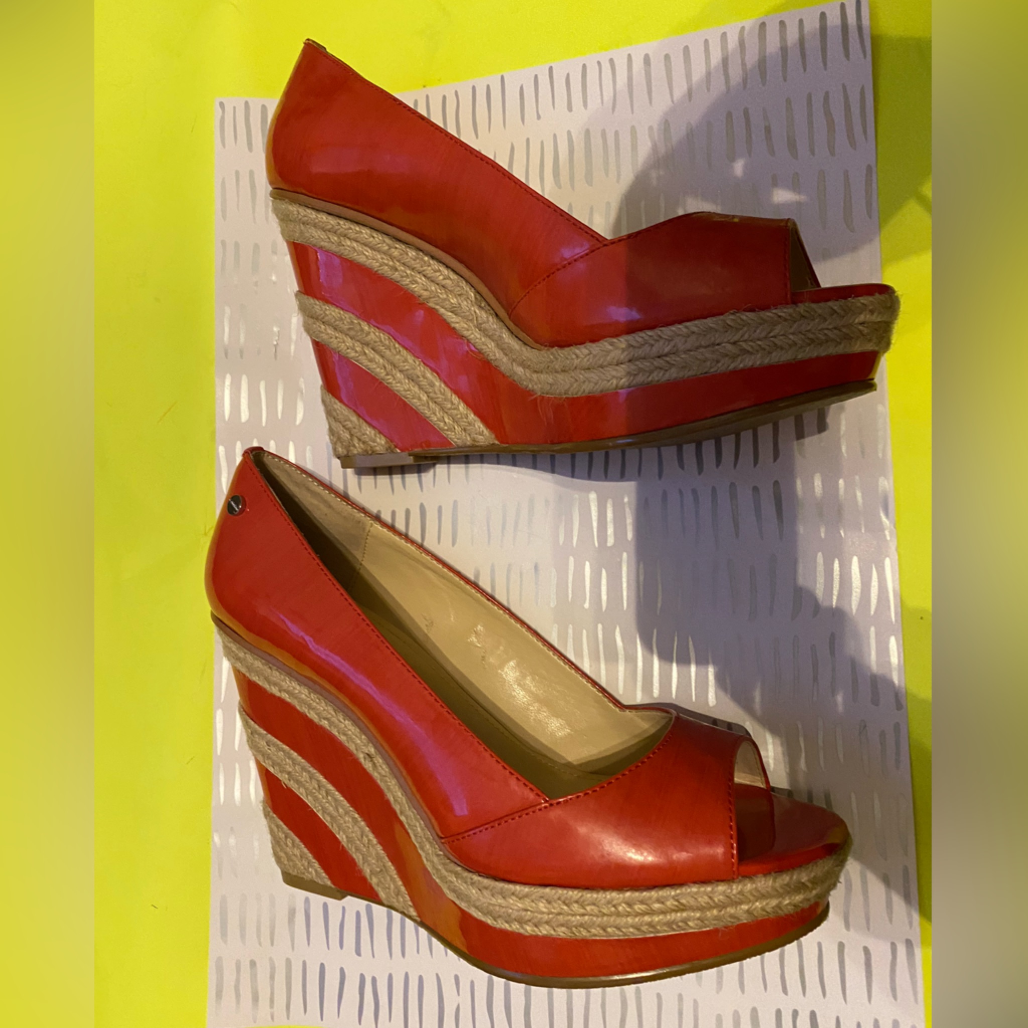 Calvin Klein Orange Stack Heels Us 9.5m